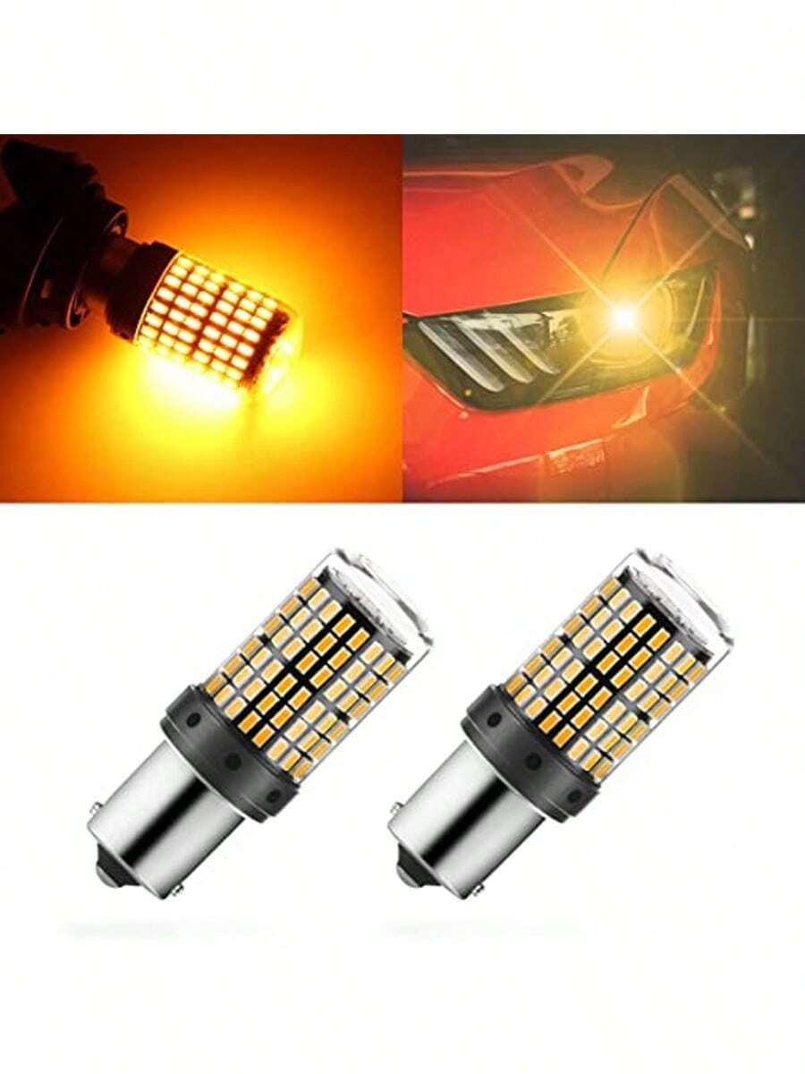 2pc LED bombillas de automoción para freno, marcha atrás e intermitentes, alto brillo, bajo consumo de energía, foco fuerte (modelos 1156 y 3157) - 1156 Amarillo - Ver 1