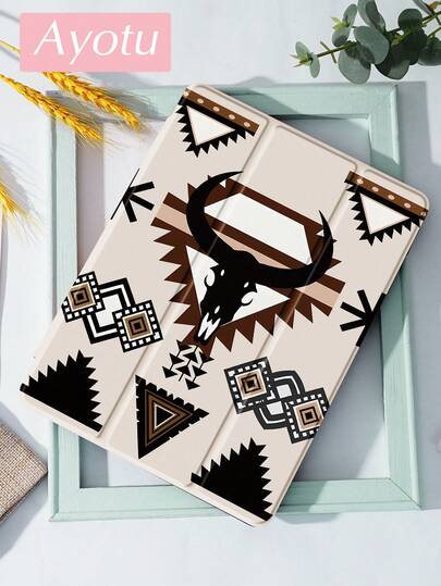 1 Pc Pixel Bull Tablet Case & Kindle E-Book Case Compatible With IPad 10th Generation, IPad 10.2/Mini6/Mini7/9.7 Inches, Compatible With Samsung Galaxy Tab A9 Plus, Kindle (11th Generation-2024 Release)(6 Inch), Kindle Paperwhite 12th Gen 2024, Great Holiday Gift, Stylish And Simple Pattern.