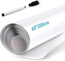 Pizarra Blanca Adhesiva, MTQ Pizarra de PVC Pegatinas con 1 Rotulador Borrable Gratuito, Tablero Blanco Papel Pizarra Impermeable Flexible Pegatina para Escuela Oficina Hogar etc. (60 * 200CM) - negro - Ver 1