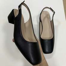 Eleganckie, wsuwane czółenka z kwadratowym noskiem, 4 cm grubości, modne, jednokolorowe, o fakturze owczej skóry, duży rozmiar, odpowiednie na spotkania, imprezy, uniwersalne, pasujące do każdego stylu ubioru, niezbędne na zakupy, do pracy i dojazdy do pracy