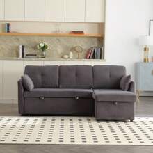 Sofa Bed Set - Dark Gray + Velvet + 3 Seat - View 11