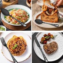 5/20/30pcs Gothic Design Cutlery Service For 4/6, Premium Stainless Steel Flatware Includes Spoon Fork And Knife, Cool Silverware With Skull&Rose Pattern, Mirror Polished, Nice Gift For Dark&Rock Lover//Birthday ,Kitchen,Christmas Gift,School Supplies - màu đen - Xem 2