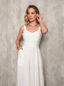 Casual Jumpsuit In Super Comfortable Marrant Fabric - White - View 4