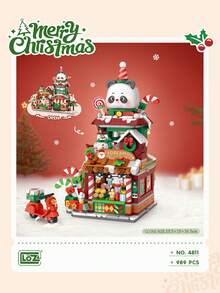 LOZ Christmas Building Block House, Coffee Shop Building Block Model, Panda Grocery Store Assembly Building Block Toy, Collectible Souvenir, Best Holiday Gift For Boys And Girls, Christmas Gift, Halloween Gift, Birthday Gift - Multicolor - View 7