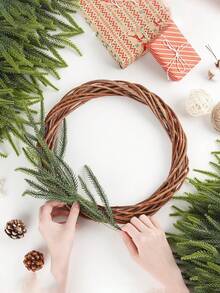 1pc Lifelike Norfolk Pine Christmas Wreath - Artificial Green Garland For Indoor/Outdoor Decor, Perfect For Front Door, Walls, Windows, And Porches, Festive Holiday Home Accent, Door Garland | Lush Pine Design | Realistic Texture, Wreaths For Front Door ﻿