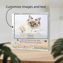 1pc 2D Flat, Customized Acrylic Pet Commemorative Plate, Personalized Acrylic Pet Commemorative Gift | Cat And Dog Warm Consolation Gift | Decoration And Floral Pattern, Perfect Gift For Pet Enthusiasts