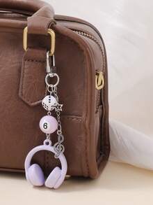 1 pieza Llavero con pendiente de auriculares, pendiente personalizado con nota musical/estrella/bola de billar 8/dado - Regalo de moda y minimalista, adecuado para mujeres y adolescentes amantes de la música como accesorio de cumpleaños, excelente para regalos diarios y festivos