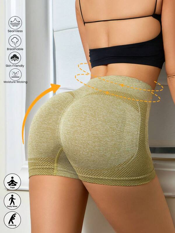 1pc Seamless Comfortable Lifting Yoga/Running Tight Shorts, Quick Dry Casual Underwear For Women