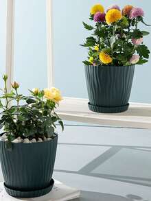 1pc Plain Color Flower Container, Simple Plastic Flower Pot For Home Decor And Garden - White - View 10