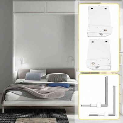 Murphy - Mecanismo de resortes de pared para montaje de alta resistencia, kit de bricolaje para cama King Queen (vertical), color blanco