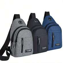 1pcs Multifunctional Chest Bag Men's Fashion  Oxford Cloth Shoulder Bag Korean Style Casual Waterproof Messenger Bag - màu đen - Xem 1