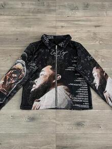 New Men's Casual Polo Shirt With 3D Waffle Digital Print - màu đen - Xem 2