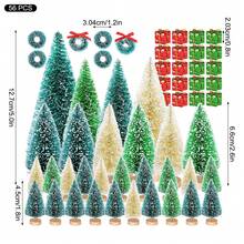 56 piezas Conjunto de árboles de Navidad miniatura artificiales Árboles de Navidad de sisal con escarcha para manualidades DIY, decoración de mesa para el hogar - Multicolor - Ver 7