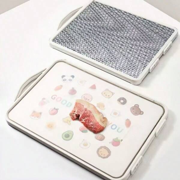 1 pièce Planche à découper double face, anti-moisissure et antibactérienne, planche à découper en acier inoxydable pour la cuisine domestique, fruits et légumes