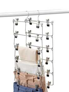 3/4/5/6-Layer Multifunctional Metal Hanger For Storing Skirt Clips & Pants Clips, White Clips Storage Organizer, Wardrobe Closet Organization, Space Saving Solution For Small Closet, Dorm Room, Apartment, Home Bedroom Decor, Autumn Cozy Refresh Essentials For Women, Teens, Organizers