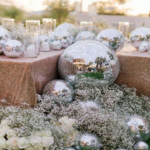 1 قطعة/6 قطع كرة ديسكو فضية، ديكور حفلة معلق مسلي وممتع، مناسب للحفلات الكبيرة مثل أعياد الميلاد والكريسماس