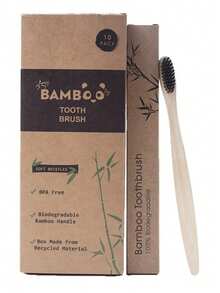 Periuță de dinți 10 buc, periuță de dinți din bambus, periuță de dinți de călătorie, periuță de dinți de unică folosință cu peri super moi pentru dinți și gingii sensibile, mâner din lemn pentru curățare profundă și îngrijire orală, acasă, baie, înapoi la școală, călătorie, pachet familial