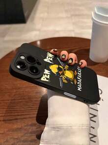 1pc Funny Duck Holding Gun Precise Hawk Eye Camera Protective Black TPU Soft Phone Case Compatible With Apple 16 Pro Max, 15, 14, 13, 12, 11 Pro Max Plus Mini 16E, XR/X/XS Max And Other Models, Suitable As Gift For Friends