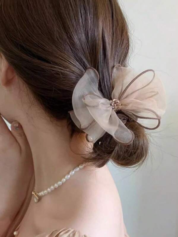 1 Stück/3 Stück modische und elegante Haargummis mit Organza-Schleife, elegante und stilvolle Haargummis für Frauen, Dutt-Haarschlaufe, Zopf-Haarschlaufe, Frauenkopfbedeckung, Geschenke, Reisen, Geschenke für Frauen, Haarsachen, Strumpfstopfer