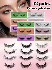 Pestañas postizas de visón sintético 3D, naturales y gruesas, con tallo rígido 3D y pegamento, adecuadas para amigos, parejas, viajes al aire libre, viajes de negocios, citas, fiestas de Halloween, cumpleaños, regalo para amigos