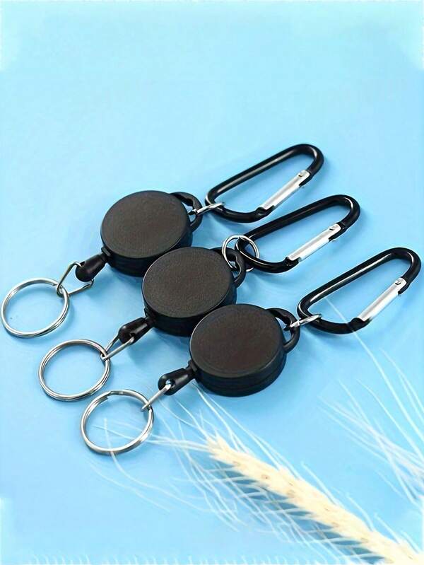 Anti-Theft Metal Easy To Pull Buckle Rope Elastic Key Ring Sports Retractable Key Ring To Prevent Loss Of Ski Pass ID Card, Outdoor Key Pendant Circular Telescopic Buckle Lanype Buckle Plastic Easy To Pull