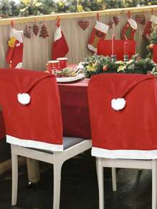 5/3/1 buc Husă detașabilă și lavabilă pentru scaun de Crăciun, pălărie decorativă circulară de Crăciun rezistentă la praf, husă roșie pentru scaun de exterior, husă lavabilă pentru scaun de restaurant și hotel, potrivită pentru restaurant, dormitor, bucătărie și diverse medii, pălărie roșie decorativă și rezistentă la praf, pălărie roșie clasică de Crăciun, pălărie lavabilă de Crăciun, restaurant, casă, hotel, potrivită pentru decorarea de Crăciun de sărbători și decorul mesei în restaurant