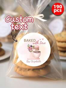 1-288pcs Customized Retail Store Labels, Customized Stickers, Customized Text Round Stickers - Personalized Self-Adhesive Labels, Suitable For Gift Bags, Sweets And Baked Goods Packaging Boxes, Floral Patterns, Printed With "Baked With Love" Text, Can Be Used As Gift Bag Stickers, Thank You Stickers, Bachelor Party Labels, Envelope Stickers, Invitation Stickers. ,Kids-Activity - Multicolor - View 56