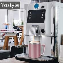 Termo para Cafe de Acero Inoxidable 400ml, Termo Taza para Café con Tapa Hermética, Pajita y Cepillo de Limpiezar, Taza Termica Frio y Caliente Portátil Vaso de Viaje para Cafe, Té, Agua y Una Variedad de Bebidas (oro rosa) - Verde oscuro - Ver 6