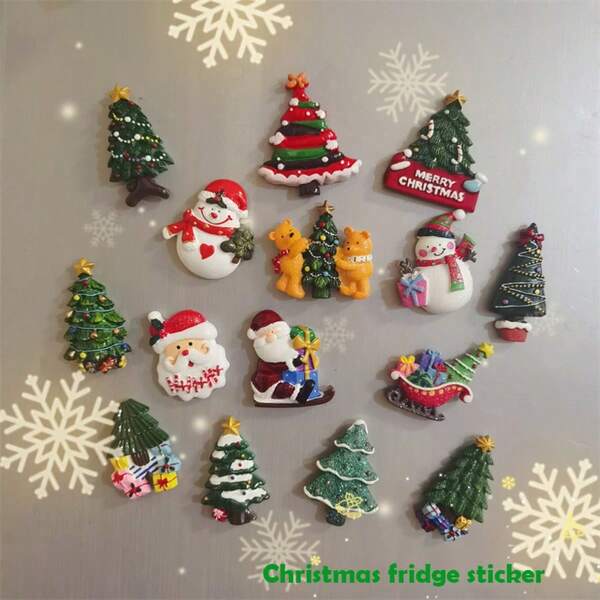 1pc Large Santa Claus & Christmas Tree Resin Fridge Magnet Decor, Christmas,Home Decor,Christmas Decor,Party Supplies