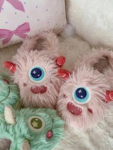 Damskie, pluszowe, zabawne kapcie z motywem kreskówkowych zwierzątek, idealne na imprezę halloweenową i do noszenia w domu, jesień/zima