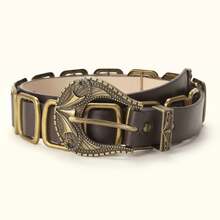 1pc Y2K Decorative Waist Belt, Fashionable Retro Distressed Style Leather Belt For Women, Versatile Accessory