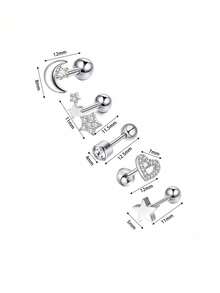 5pcs 16G 1.2mm Cartilage Stud Earrings Stainless Steel Earring Sets For Multiple Piercings Small CZ Ball Back Earrings Tragus Helix Conch Earrings - Stud Earrings - View 19
