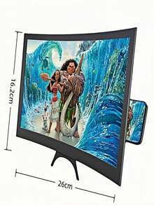 1pc 12-Inch Mobile Screen Amplifier, Providing High-Definition Amplification And Better Eye Protection! The Curved Screen Design Offers A Wide Field Of Vision, Which Is Suitable For Children To Watch As Well; It Comes With A Lazy-Person Mobile Phone Stand