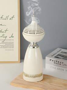 1 pièce Brûle-encens en fer de 34,5 cm de hauteur, disponible en blanc crème et noir, décoration d'intérieur minimaliste et élégante, diffuseur d'aromathérapie, convient à diverses occasions, peut être utilisé comme cadeau pour les fêtes ou la remise des diplômes - Multicolore - Voir 3