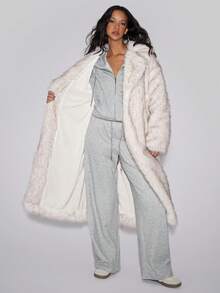 TypaGal Women's Fall Autumn Winter Casual Sporty Chic Modern Going Out Elegant Party Stand Collar Long Sleeve With Pockets Long Elegant Fluffy Coat Thickened Warm - Light Grey - View 6