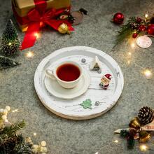 Bandeja Suporte de Vela: Bandeja Decorativa Redonda de Madeira para Vela Pequena, Peça Central de Mesa Rústica Estilo Fazenda, Bandejas Rústicas Brancas de Madeira para Velas Tipo Pilar e Chá - Branco - Visão 6