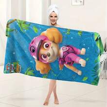 1pc Paw Patrol Cartoon Pups Microfiber Bath/Beach Towel - Vibrant Animated Pups Design With Tropical Elements, Quick-Dry & Ultra-Soft Fabric, Ideal For Bathroom, Pool, Beach - Perfect For Paw Patrol Fans, Kids & Family Use | Cartoon-Themed Towel Shower Towels For Beaty Salon, Hotel Sports,Home Essentials, Towel, Skin Care - Multicolor - View 18