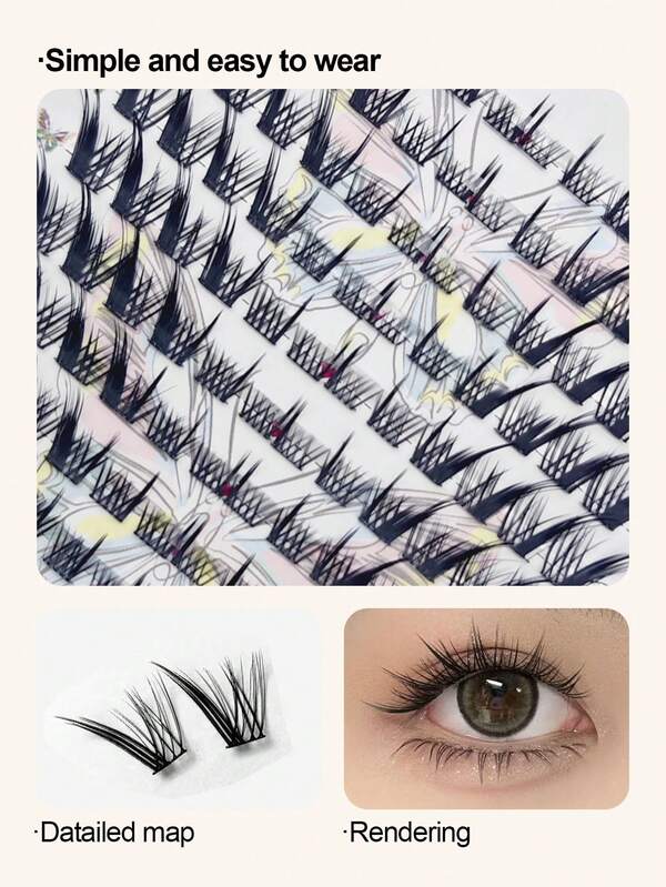 120 Clusters Of Nine-Tailed Rabbit Dense Natural Segmented Tail Large Capacity Eyelashes Book Lazy Person's Fishtail Fox Series False Eyelashes