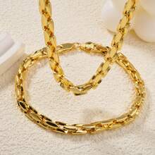 Hiphop Swedish Itay 750 18k Gold Plated Copper Chain Necklace Bracelet Jewelry Set For Women