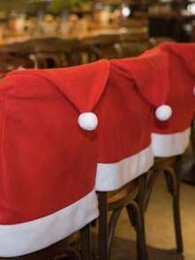 5/3/1 buc Husă detașabilă și lavabilă pentru scaun de Crăciun, pălărie decorativă circulară de Crăciun rezistentă la praf, husă roșie pentru scaun de exterior, husă lavabilă pentru scaun de restaurant și hotel, potrivită pentru restaurant, dormitor, bucătărie și diverse medii, pălărie roșie decorativă și rezistentă la praf, pălărie roșie clasică de Crăciun, pălărie lavabilă de Crăciun, restaurant, casă, hotel, potrivită pentru decorarea de Crăciun de sărbători și decorul mesei în restaurant