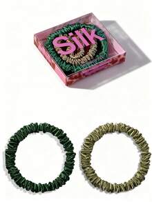 2 pièces Chouchous en soie de mûrier 100%, élastiques fins en soie de mûrier, ensemble de chouchous en soie de mûrier 22 momme pour femmes aux cheveux bouclés et fins, Srevela, porte-queue de cheval - Multicolore - Voir 34