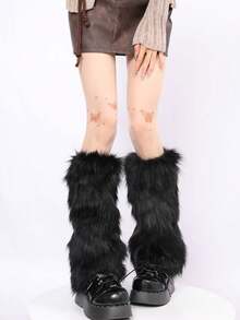 Faux Fur Leg Warmers, Short Plush Leg Warmers, Versatile Furry Shoe Covers, Y2K Leg Warmers For Clubbing, Japanese Subculture, Cozy