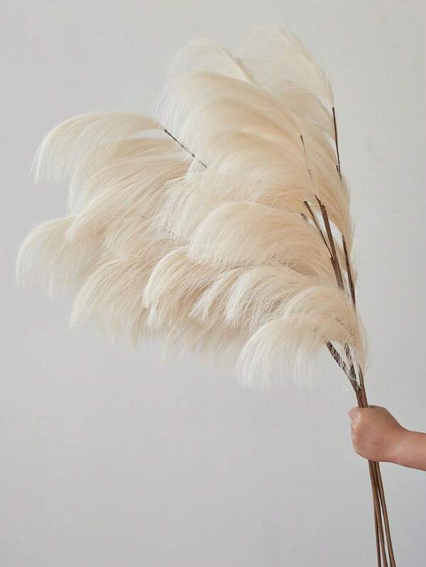 1pc Faux Pampas Grass Decor Beige 51"/4.3ft Tall Fake Pompas Floral Large Artificial Pompous Grass Branches Fluffy Fake Plants Floor Vase Filler For Kitchen Home Wedding Boho Decoration