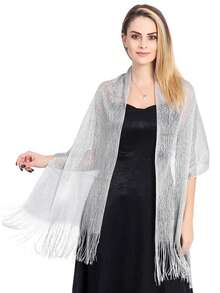 1pc Party/Banquet Silver Metallic Scarf/Shawl