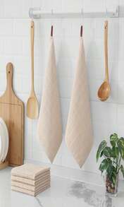 Toallas de cocina de 100% algodón Terry (negro, 33 x 71 cm) de Homaxy, con diseño a cuadros, suaves y súper absorbentes, paquete de 4 - ColorA - Ver 7