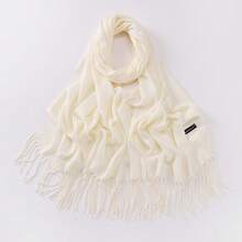 1pc Women's Minimalist Solid Color Faux Cashmere Scarf, Casual Versatile For All Seasons, Fashionable And Elegant Outerwear Decoration, Suitable For Wedding, Church, Evening Party, High-End Premium Ladies Shawl