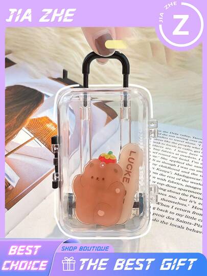 1pc Mini Suitcase Style Jewelry Storage Box, Unique Style, Unique Style, Travel Jewelry Storage Box, Ring Storage Box, Girls' Jewelry Storage Box, Mini Storage Box, Jewelry Box, Easy To Carry, Suitable For Traveling, Playing And Taking Photos , Makeup Room Décor