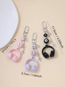 1 pieza Llavero con pendiente de auriculares, pendiente personalizado con nota musical/estrella/bola de billar 8/dado - Regalo de moda y minimalista, adecuado para mujeres y adolescentes amantes de la música como accesorio de cumpleaños, excelente para regalos diarios y festivos