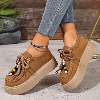 Zapatos casuales de plataforma retro para mujer, nuevos zapatos de verano 2025 con cordones y aumento de altura, zapatillas casuales de slip-on