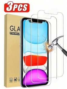 3片装苹果全屏钢化玻璃膜 [9H硬度] [灵敏触控] [高清透亮] [防碎裂] [防气泡] [防刮花] 屏幕保护膜，兼容苹果17/11/XR/16 Pro Max/16/16 Pro/16 Plus/15 Pro Max/15/15 Pro/15 Plus/14 Pro Max/14/14 Pro/14 Plus/13 Pro Max/13/13 Pro/12 Pro Max - 無色 - 查看 15